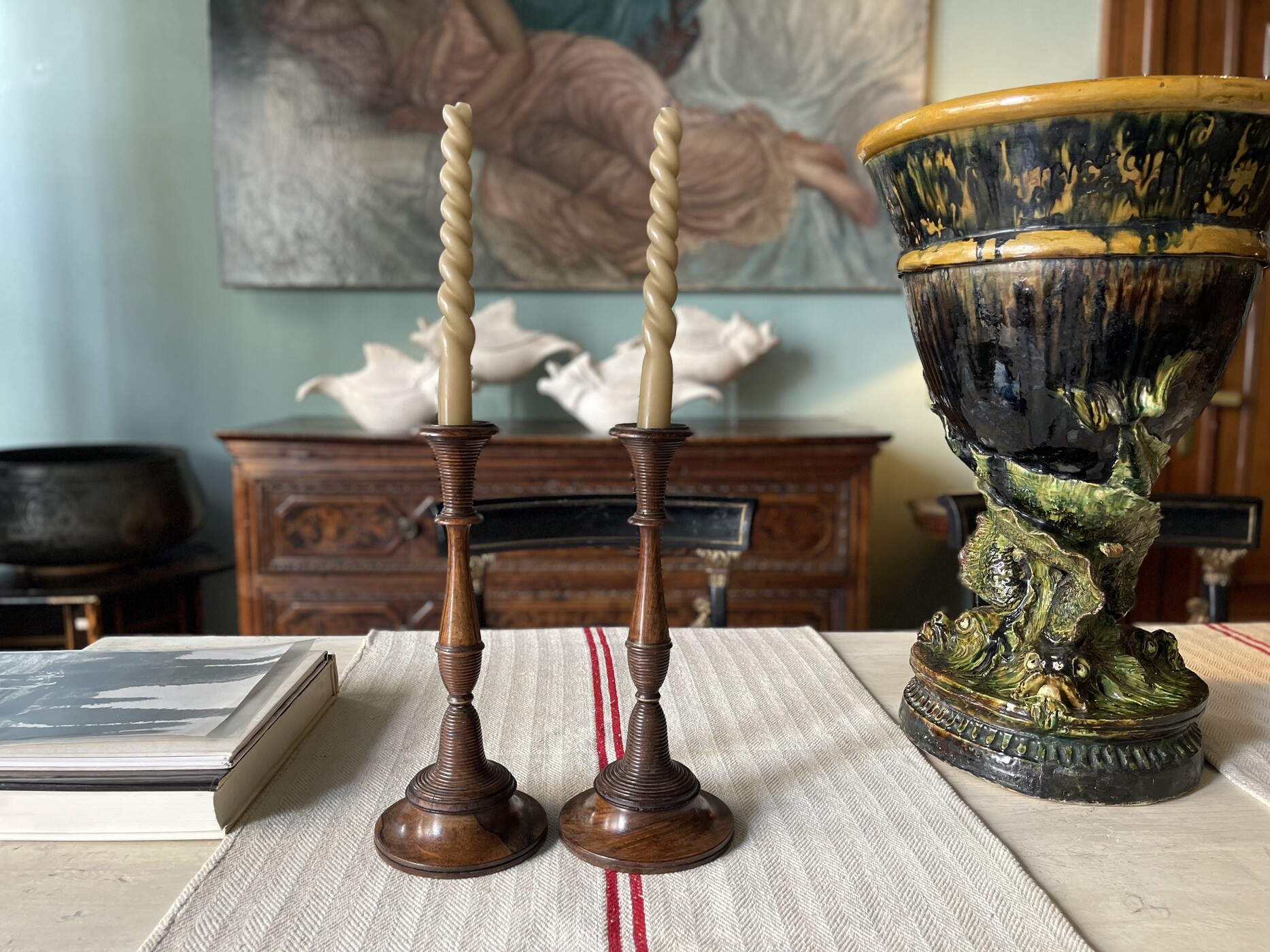 Pair of 19th century candlesticks in rosewood