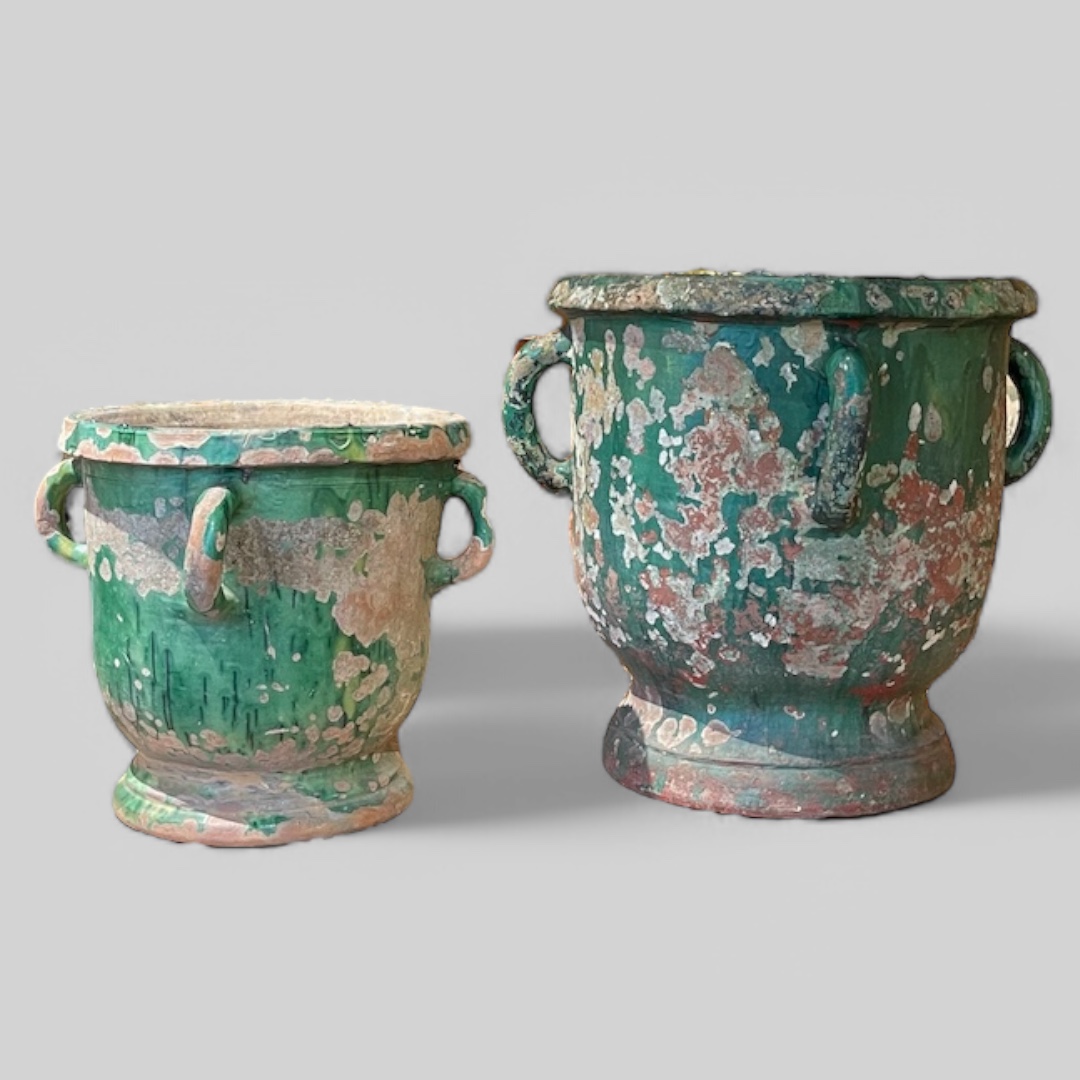 Two 19th century glazed terracotta garden planters from the region of Anduze